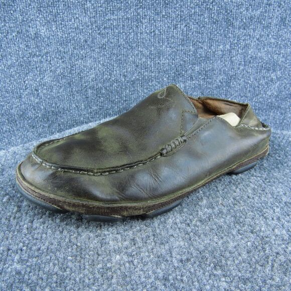Olukai Moloa Men Slip-On Shoes Brown‎ Leather Slip On Size 9 Medium - Picture 1 of 10